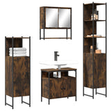 4 Piece Bathroom Furniture Set Smoked Oak Engineered Wood 3214707