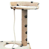 Cat Tree with Sisal Scratching Posts 150 cm Paw Prints Beige 170488