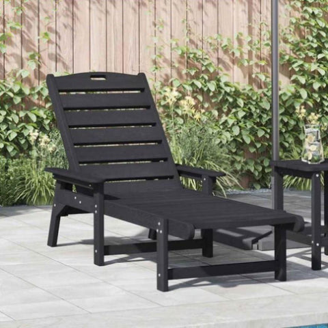 Sun Lounger Black 73.5 x 92 x 90cm HDPE 42006639