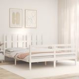 Bed Frame without Mattress White King Size Solid Wood 3194122