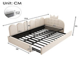 Upholstered Daybed with Pull-Out Bed, Crown-shaped Trundle Bed, 3FT Single Sofa Bed 90 x 190 cm, N601P431271B