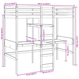 ZNTS Loft Bed Frame with Desk and Shelves White 90x200cm Solid Wood Pine 3308542