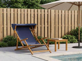 Deck Chair 3 Position Solid Eucalyptus Wood Blue 42024882