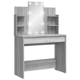 Dressing Table with LED Lights Grey Sonoma 96x40x142 cm 837898