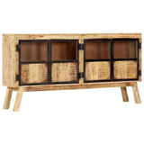 Sideboard Brown and Black 160x30x80 cm Solid Rough Mango Wood 247994