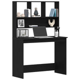 Desk with Shelves Black Oak 102x45x148 cm Engineered Wood 861985