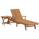 Sun lounger Folding with Cushion 2 pcs Brown Solid Teak Wood 42008013