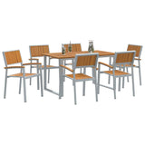 Garden Dining Set 7 pcs Grey and brown 140 x 80 x 75 cm 3284352
