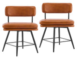 2 Pcs Brown PU Swivel Bar Stools with Removable Backrest & Double-Layer Seat, Metal Legs 89012247