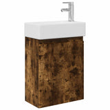 Bathroom Vanity Unit with Tap Smoked Oak 45.5 x 22.5 x 84 cm 889456