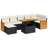 8 Piece Garden Sofa Set with Cushions Black Poly Rattan Acacia 3327738
