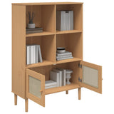 Bookcase SENJA Rattan Look Brown 90x35x130 cm Solid Wood Pine 358061