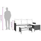 Garden Sofa with Table and Cushions L-Shaped Light Grey Poly Rattan 365577
