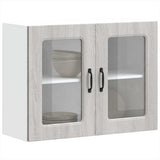 Kitchen Wall Cabinet with Glass Door Kalmar Grey Sonoma Engineered Wood 853613