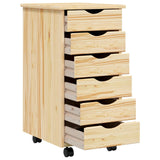 Rolling Cabinet with Drawers MOSS Clear Varnish Solid Pine wood 42032400