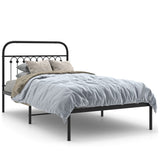 Metal Bed Frame without Mattress with Headboard Black 100x190cm 376594