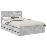 Bed Frame with Drawer Concrete Grey 140 x 190 cm Engineer Wood 3411835