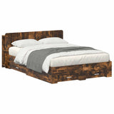 Bed Frame with Storage Smoked Oak 150 x 200 cm Engineered Wood 3433776