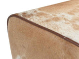 Bench 40 x 30 x 45 cm Real Leather Brown and White 42042100