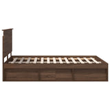 Bed Frame with Headboard Brown Oak 140 x 200 cm Solid Pine Wood 3411007