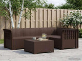 4-Seater Garden Sofa Rattan Look PP Brown 3443995