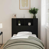Headboard Cabinet with Shelf Black Oak Engineered Wood 862756