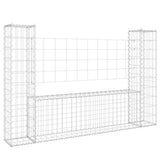 U-shape Gabion Basket with 2 Posts Iron 140x20x100 cm 151275