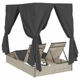 Double Sun Lounger with Roof Light grey 205 x 129 x 200 cm 3376132