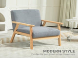 Accent Chair Wood Frame with Thick Cashmere Cushions Wide Seat Armchair Home Furniture Bedroom T3398P343448