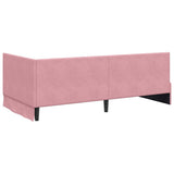 Corner Bed Frame with Headboard Pink 100 cm x 200 cm Velvet 42016320