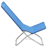 ZNTS Folding Beach Chairs 2 pcs Blue Fabric 310374