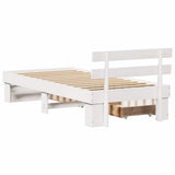 Bed Frame with Headboard White 90 x 200 cm Solid Pine Wood 872543