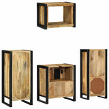 Bathroom Furniture Set 4 pcs Brown and Black Solid Mango Wood 3305664