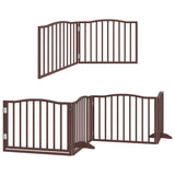Dog Gate with Door Foldable 6 Panels Brown 480 cm Poplar Wood 3155633