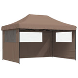 ZNTS Foldable Party Tent Pop-Up with 3 Sidewalls Brown 4004972