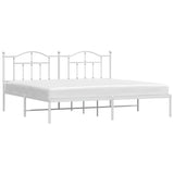 Metal Bed Frame without Mattress with Headboard White 200x200cm 353495