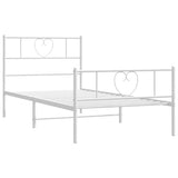 Metal Bed Frame without Mattress with Footboard White 100x200cm 355525