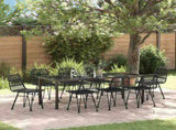 Garden Dining Set 9 pcs Black Powder-Coated Steel 3379204