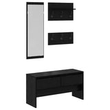 Hallway Furniture Set 4 pcs Black Oak Engineered Wood 871529