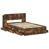 Bed Frame with Storage Smoked Oak 120 x 190 cm Engineered Wood 3433940
