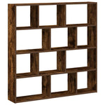 ZNTS Wall Cube Shelf 12 Compartments Smoked Oak Engineered Wood 860008