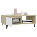Coffee Table White and Sonoma Oak 90x60x35 cm Engineered Wood 806009