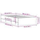 Bed Frame with Drawers without Mattress Grey Sonoma 90x200 cm 3207299