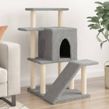 Cat Tree with Sisal Scratching Posts Light Grey 97 cm 172098