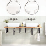 Basin Shelf Wall Mounted Steel and Solid Wood Acacia 3302819