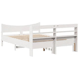 ZNTS Bed Frame with Headboard White 135x190 cm Double Solid Wood Pine 3307060