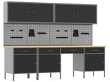 Work Cabinet with Drawer 10 pcs Black Engineered Wood and Steel 3321470