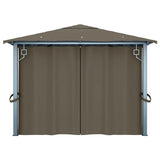 Gazebo with Curtain&LED String Lights 4x3 m Taupe Aluminium 3070337