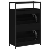 Shoe Cabinet Black Engineered Wood Compact Shoe Cabinet 840034