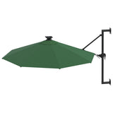 Wall-mounted Garden Parasol with LEDs 300 cm Green 312523